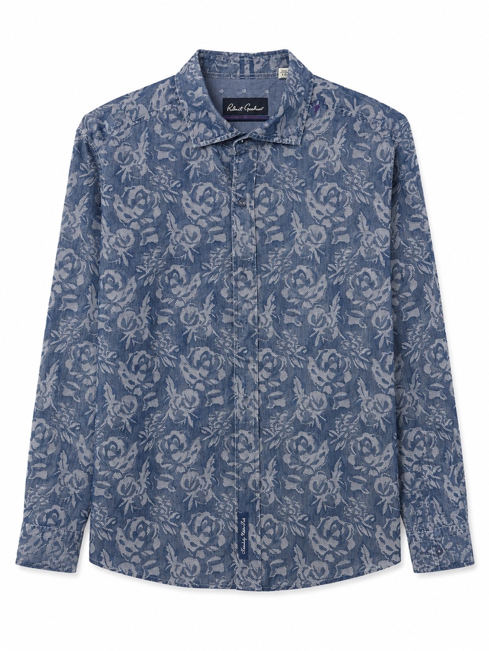 Robert Graham Denim-Blue Floral Button-Down Shirt